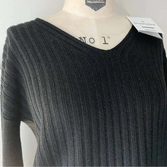 Smartwool Shadow Line V-Neck Ribbed Wool Sweater - S - Picture 6 of 13